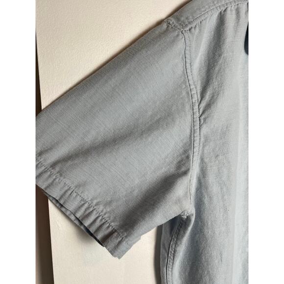 Primark Blue Button Up Mens Size Large Short Sleeve Dress Shirt Casual Solid - Picture 4 of 11